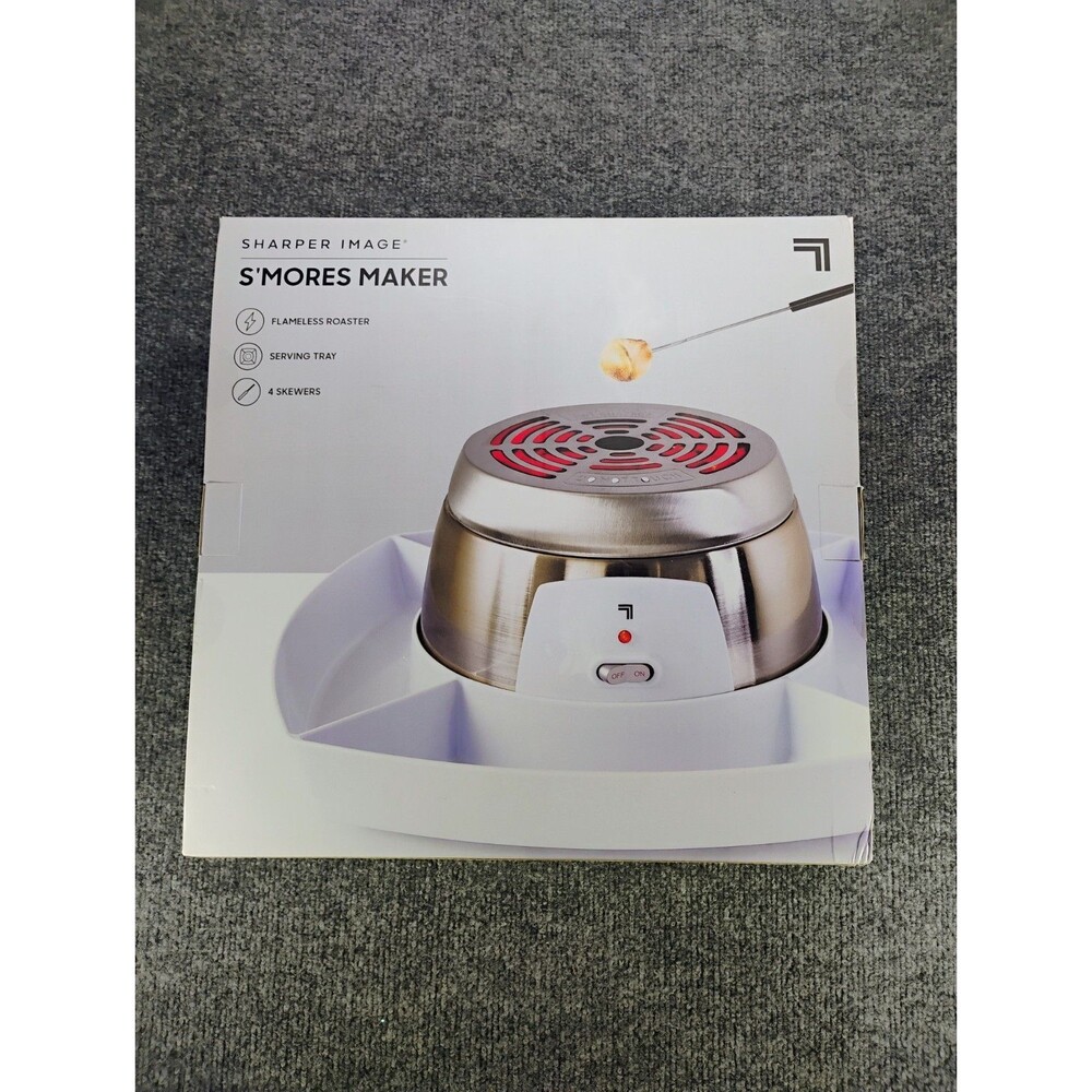 Sharper Image S'mores Maker Flameless Electric Roaster Silver White NIB